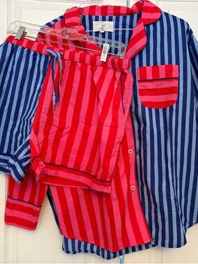 PRINTFRESH Women’s Contrast Striped Pajama Set RARE XL